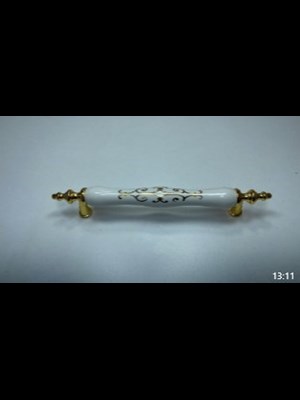 Menekşe 128 Mm Desenli Gold Altın Porselen Kulp Mobilya Dolap Çekmece Vestiyer Kulpları