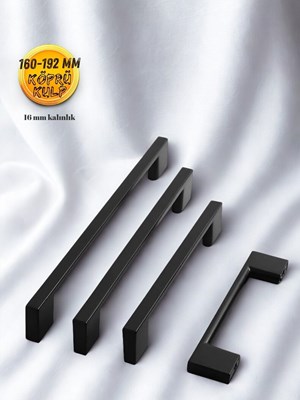 Efsane Köprü Zamak 16 Mm 160-192 Mm Siyah Kulp Mobilya Dolap Çekmece Vestiyer Kulpları