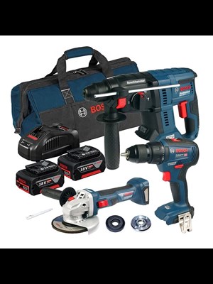 Bosch Kırıcı-delici | Şarjlı Matkap Darbeli Delme/vidalama | Avuç Taşlama Gbh 180 Li+gsr 180 Li+gws 180 Li+raf Bag Takım Çantalı Set (2x4,0 Ah)