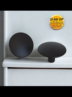 Oro 35 Mm Siyah Düğme Mantar Kulp Mobilya Dolap Çekmece Vestiyer Kulpları