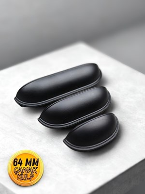 Çanak Kulp - 64 Mm Mat Siyah Mobilya Kulp (dolap, Çekmece, Vestiyer Uyumlu)