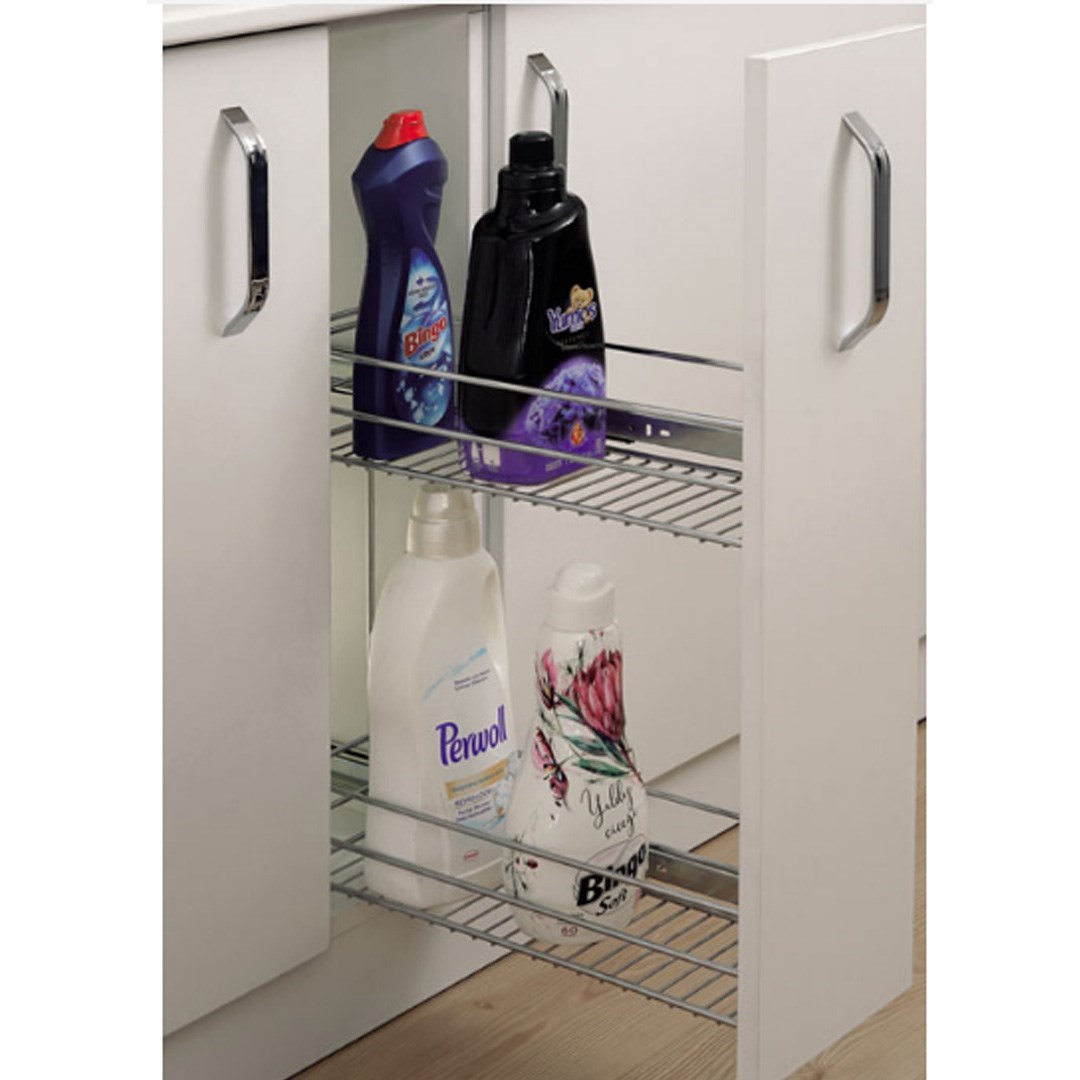 Huzur 2 Katlı Krom Şişelik, Baharatlık & Deterjanlık 30 Cm Kapak Uyumlu Yükseklik 47 cm Derinlik 47 cm