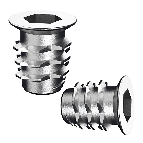 Metal Euro Dişli Dübel Ahşap Dübeli M6 8x13 Diş Çinko Mobilya Bağlantı Ünite Birleştirme