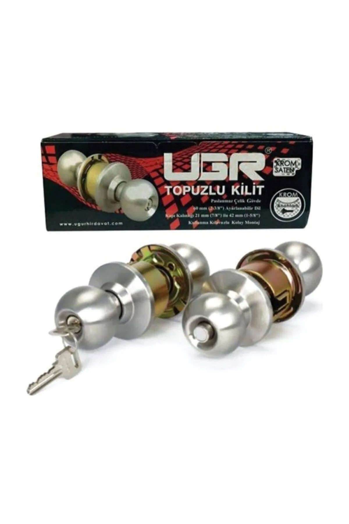 UGR Krom Topuzlu Kapı Kolu Kilidi Otel Tipi Kapı Kolu Anahtarlı Kilit