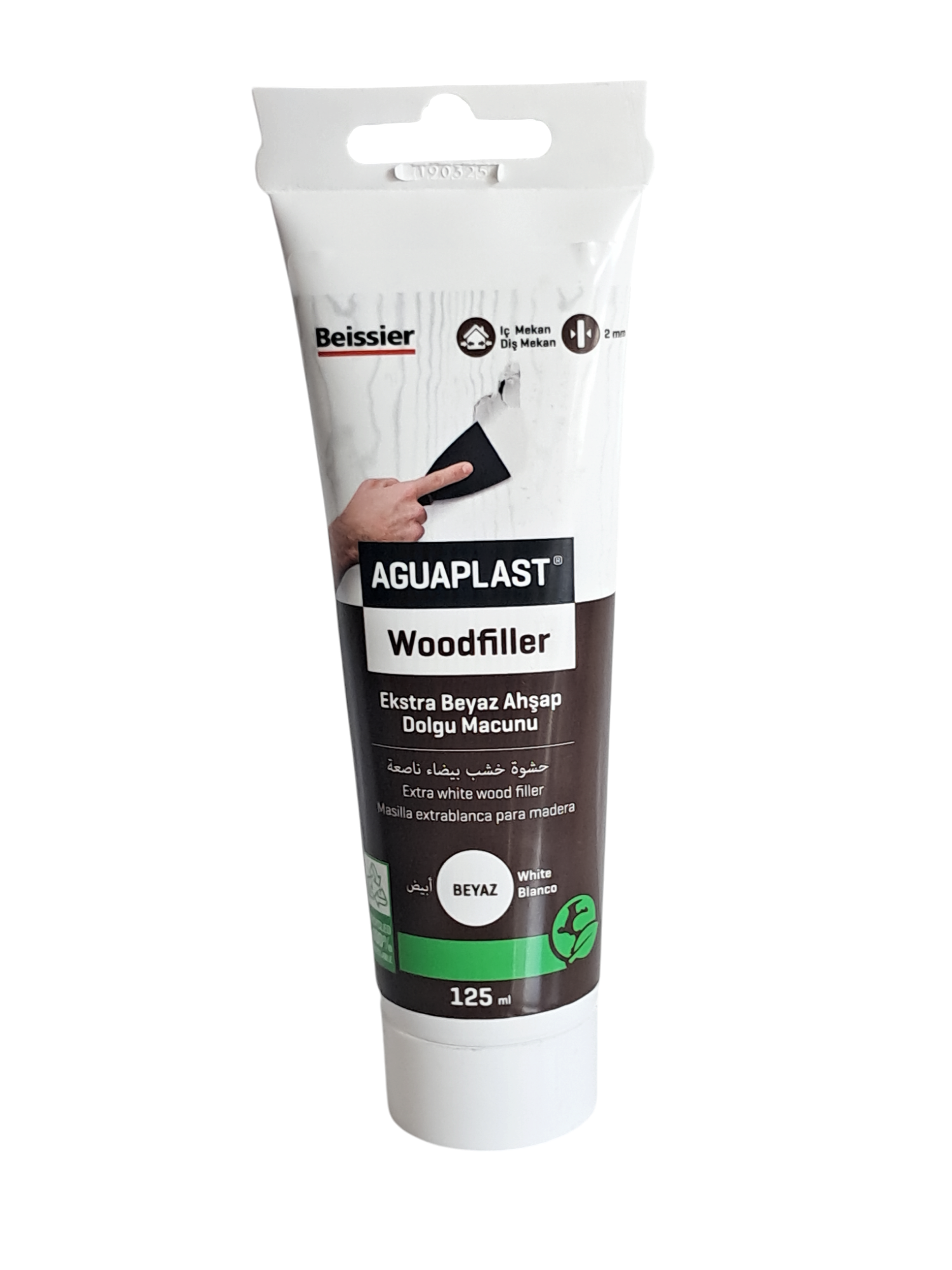 AGUAPLAST® Woodfiller - Fiberglass Katkılı Beyaz Ahşap Tamir Macunu (125 ml) Beissier