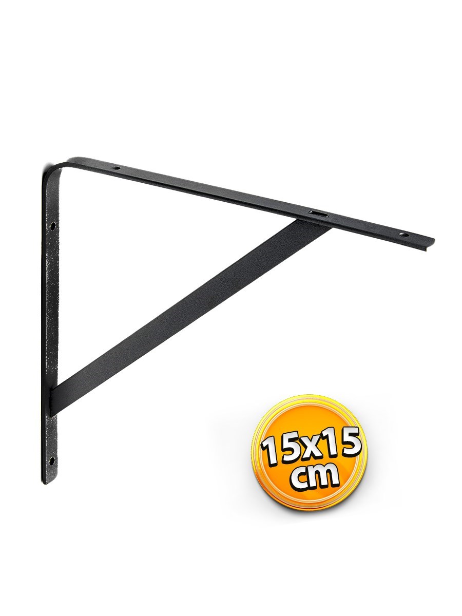 Ermo Sakarya Siyah Lüx 15x15 Cm Raf Altı Ayak Raf Tutucu Montaj Aparatı Ayağı L Demir Köşe Konsol Raf Tutucu Deprem Dolap Sabitleyici