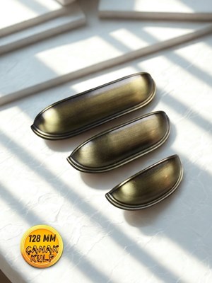Çanak Kulp - 128 Mm Antik Sarı Mobilya Kulp (dolap, Çekmece, Vestiyer Uyumlu)