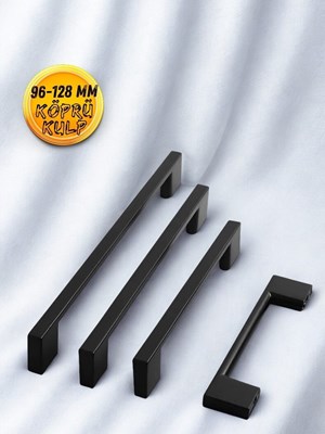 Köprü Siyah 96-128 Mm Kulp Mobilya Dolap Çekmece Vestiyer Kulpları