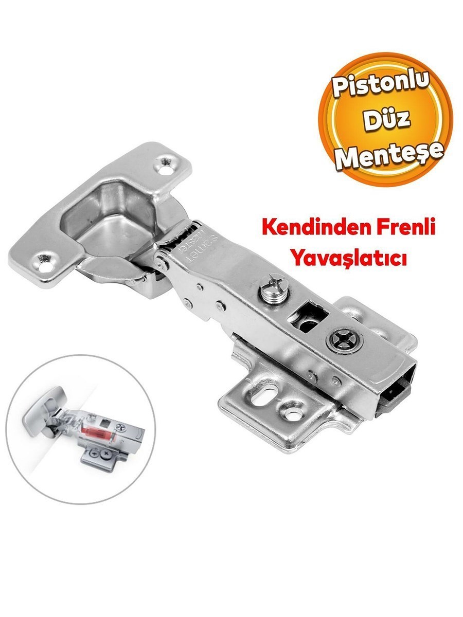 Samet Master Frenli Dolap Kapak Menteşesi Pistonlu Düz Tas Menteşe