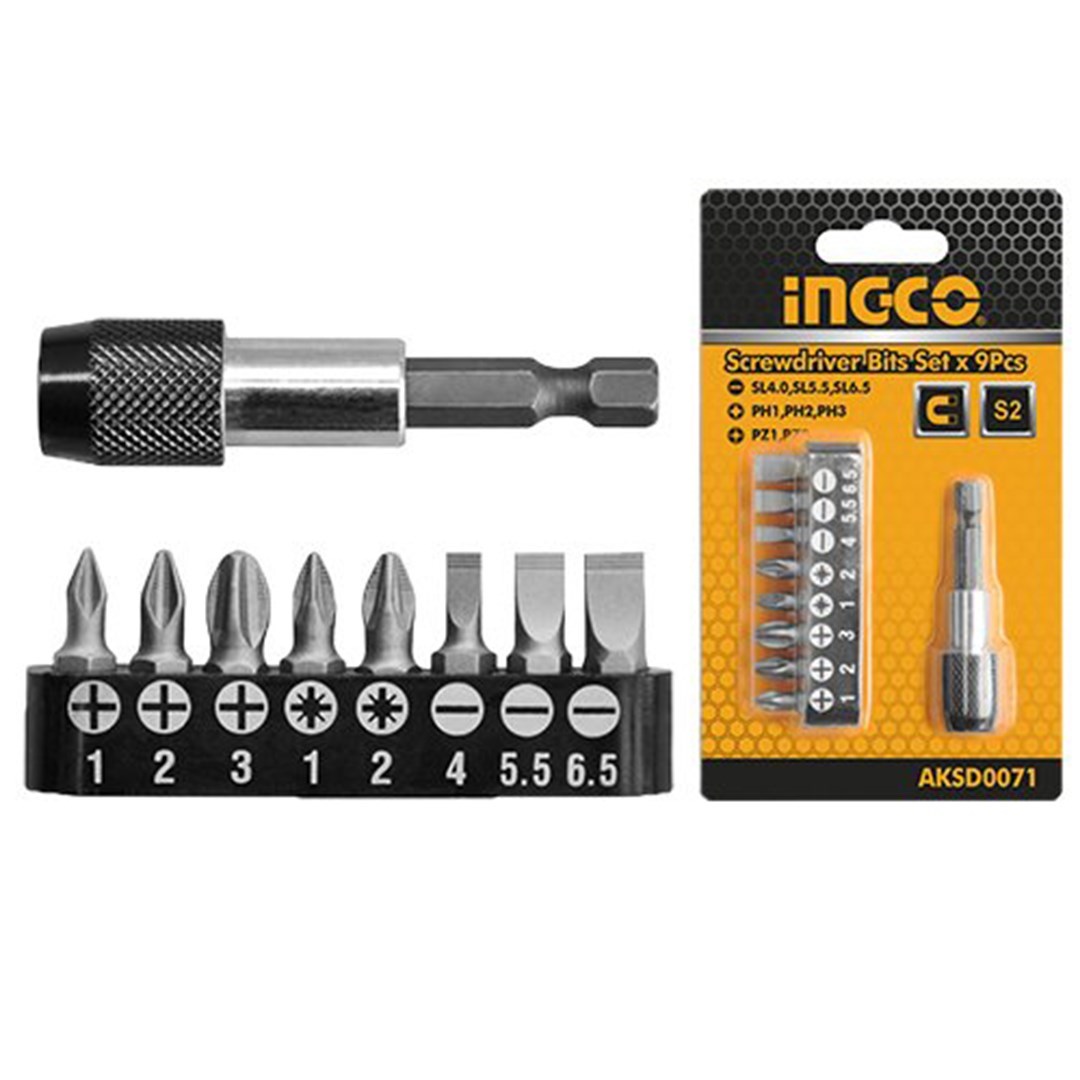 İngco 9 Lu Bits Tornavida Ucu Seti